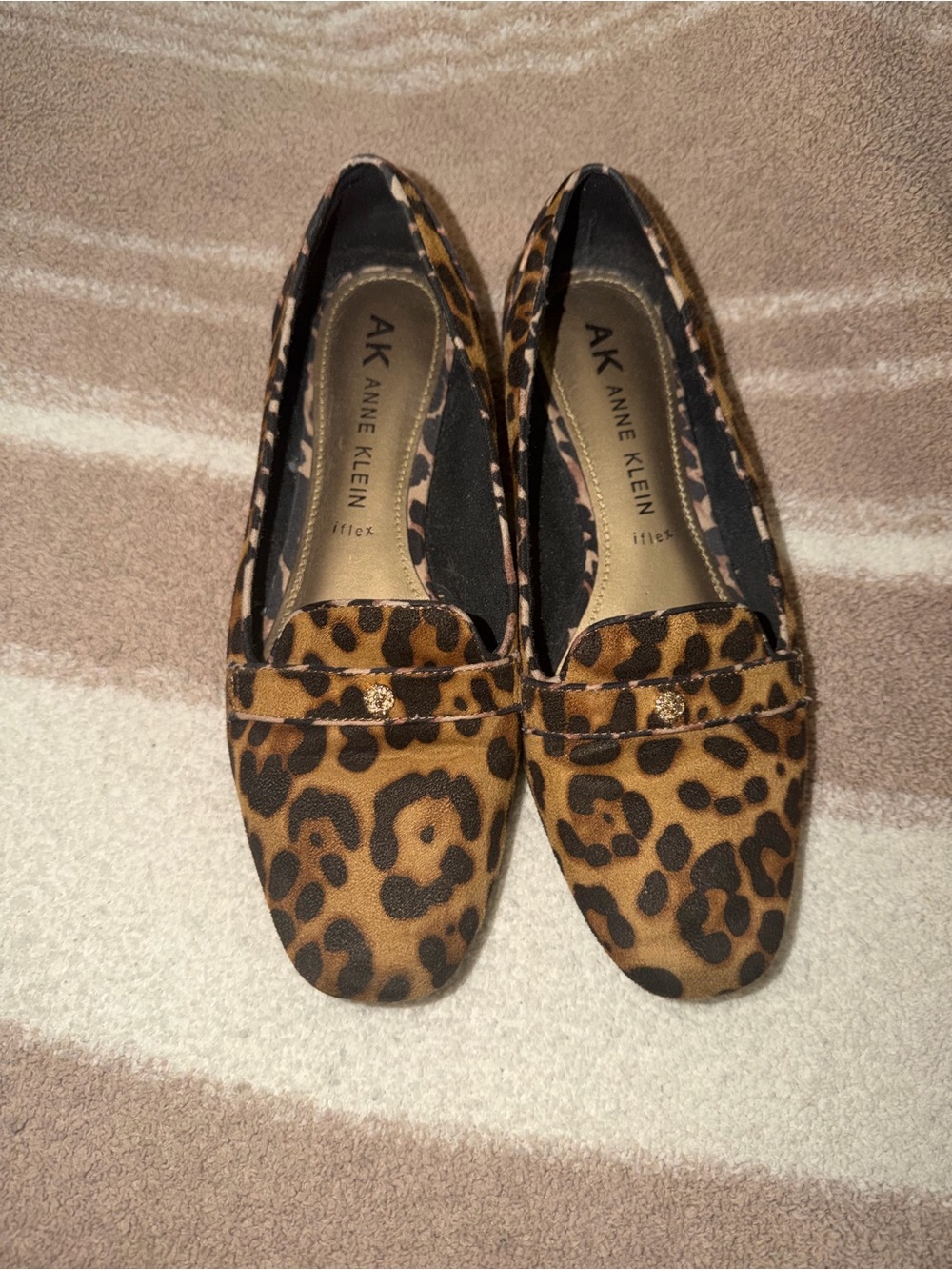 Anne Klein Leopard-Print Penny Loafers in Tan and Black